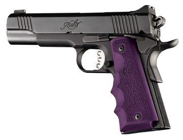 Hogue 45006 OverMolded Rubber Grip Cobblestone Purple Finger Grooves for 1911 Government