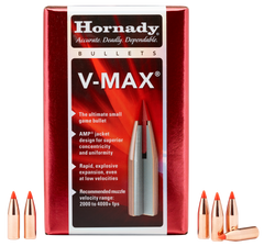Hornady V-Max 6mm .243 65gr Varmint Reloading Bullets - 100/Box