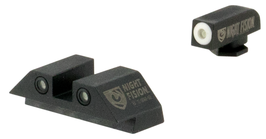 Night Fision GLK001003WGW Perfect Dot Tritium Night Sights for Glock 17/17L/19/22 - Green Tritium White Outline / Square Front & Rear