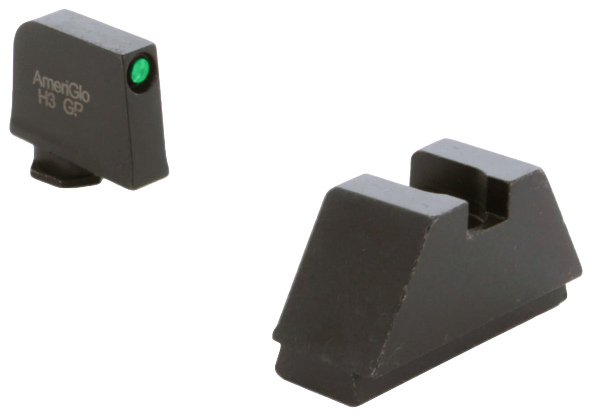 Ameriglo GL810 Optic Compatible Sight Set for Glock 2XL Tall - Green Tritium Black Outline Front / Black Rear