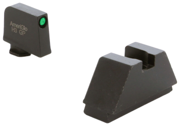 Ameriglo GL810 Optic Compatible Sight Set for Glock 2XL Tall - Green Tritium Black Outline Front / Black Rear