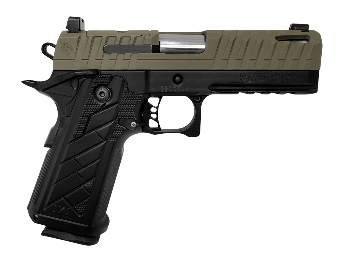 Live Free Armory Apollo 11 V2 Compact 9mm Luger 4.15" 18+1 Semi-Auto Pistol - FDE Slide/Black Frame