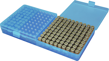 MTM Case-Gard P200-9 Ammo Box Flip-Top 9mm Luger/.380 ACP 200rd Clear Blue Polypropylene