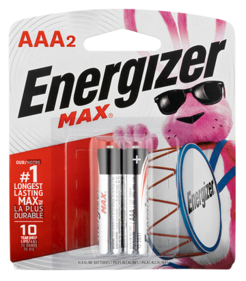 Energizer E92BP2 MAX AAA 1.5V Alkaline Batteries (2-Pack) - Black / Silver