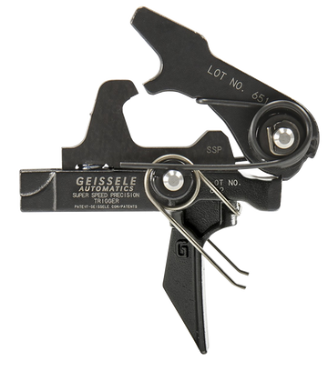 Geissele Automatics SSP Flat Bow AR-15 Single-Stage Trigger - Mil-Spec Steel - Black Oxide - 3.5-4.5 lbs