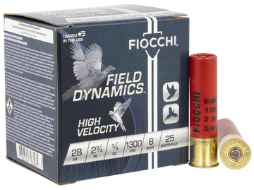 Fiocchi 28HV8 Field Dynamics 28 Gauge 2.75" 3/4oz #8 Shot 25 Bx/10 Cs - Box or Case