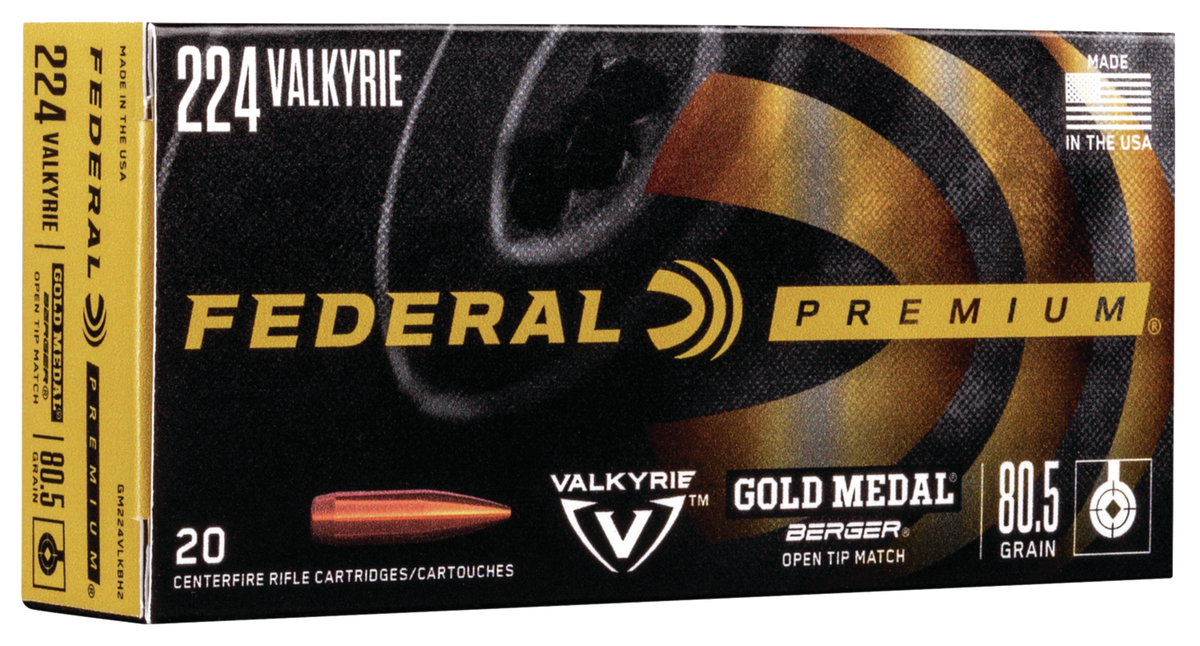 Federal Premium Gold Medal 224 Valkyrie 80.5gr Berger Open Tip Match 20rd - Box or Case