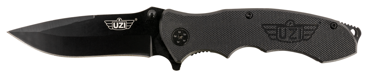 Uzi Accessories Responder VI 7.75" Folding Knife Straight Edge Stainless Steel G10 Black - Spring Assist