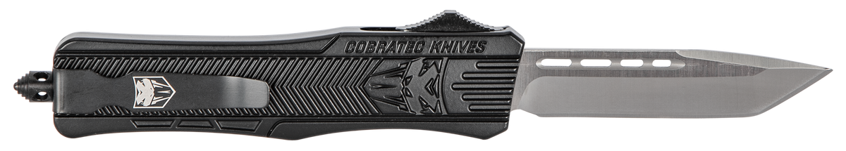 CobraTec Knives CTK-1 Medium 3" OTF Tanto Plain D2 Steel Black Aluminum Handle