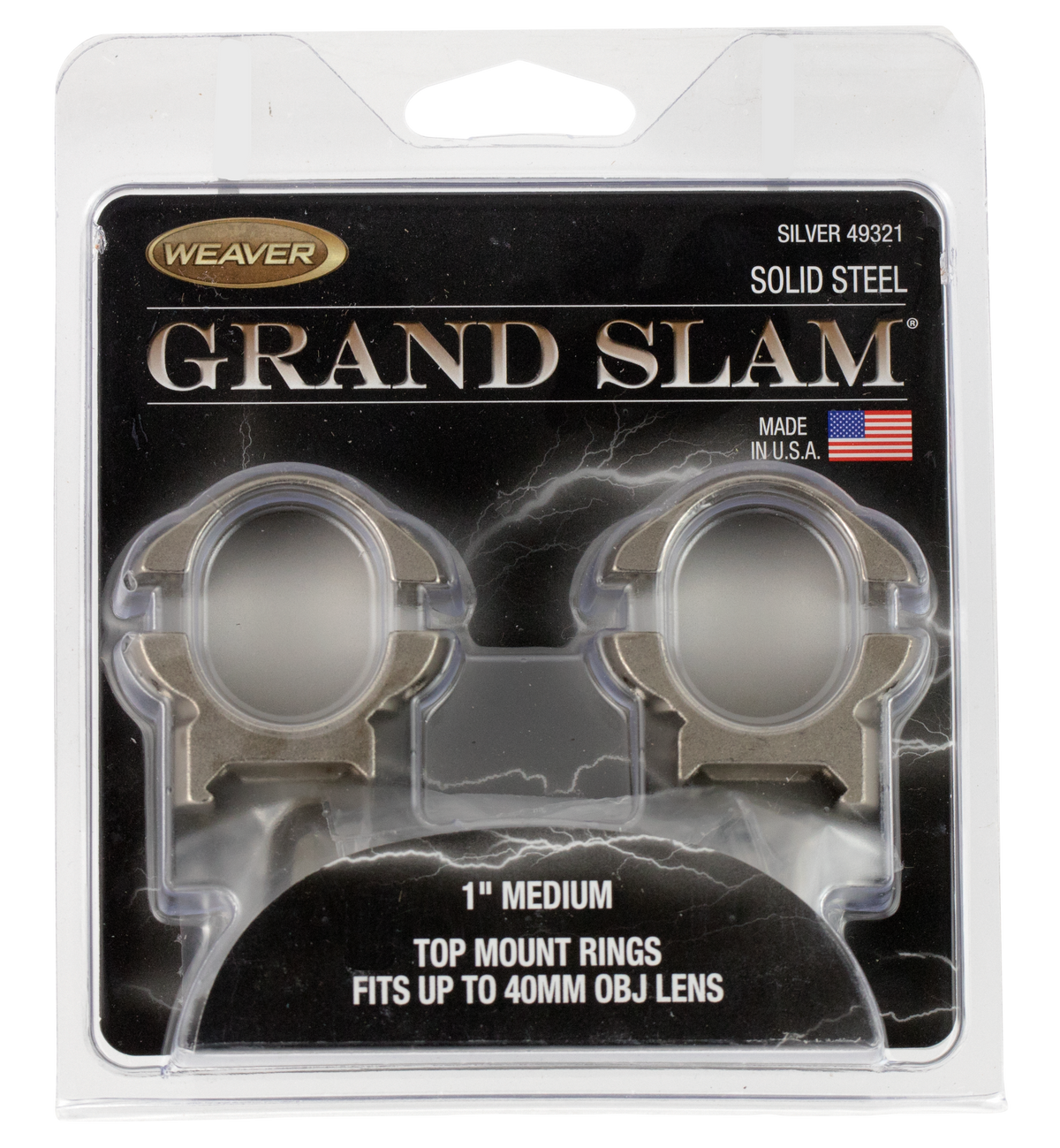 Weaver Mounts Grand Slam 1" Medium Silver 2-Pc Steel Scope Rings