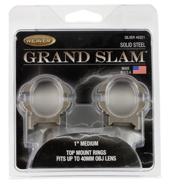 Weaver Mounts Grand Slam 1" Medium Silver 2-Pc Steel Scope Rings
