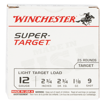 Winchester Ammo Super-Target Light Target 12 Gauge 2.75" 1-1/8 oz #9 Shot 25 Rd - Box or Case
