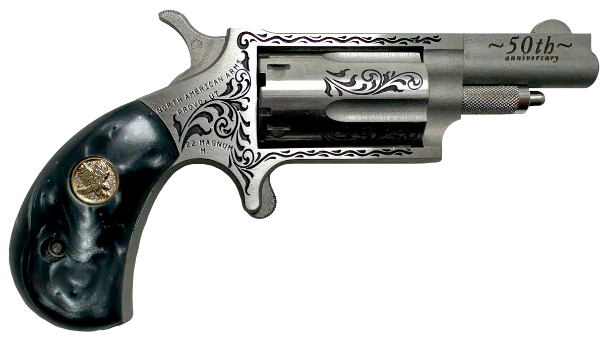North American Arms 50th Anniversary 22 WMR 1.63" 5-Shot SAO Matte Stainless Mini-Revolver