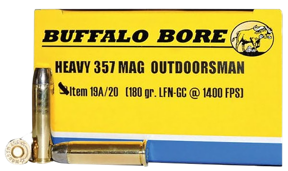 Buffalo Bore Ammunition Outdoorsman Strictly Business 357 Mag 180gr Hard Cast Flat Nose 20 Rd Box - Box or Case
