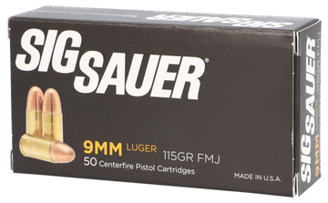 Sig Sauer Elite Ball 9mm Luger 115gr FMJ 50 Rd - Box or Case