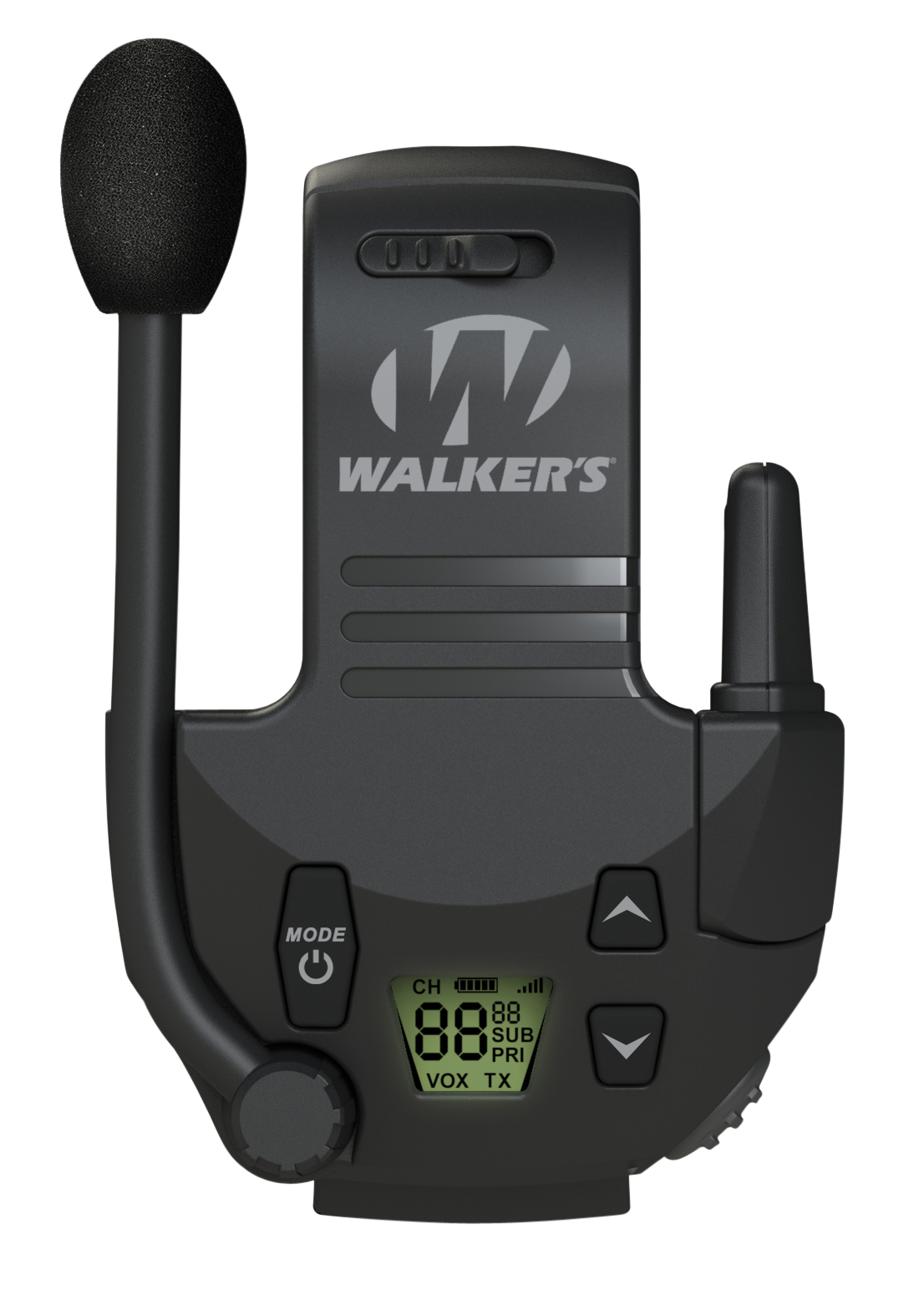 Walkers Game Ear Razor Walkie-Talkie Attachment 22-Ch 2-3 Mile Range VOX Hands-Free - Black