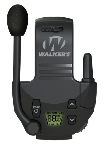 Walkers Game Ear Razor Walkie-Talkie Attachment 22-Ch 2-3 Mile Range VOX Hands-Free - Black