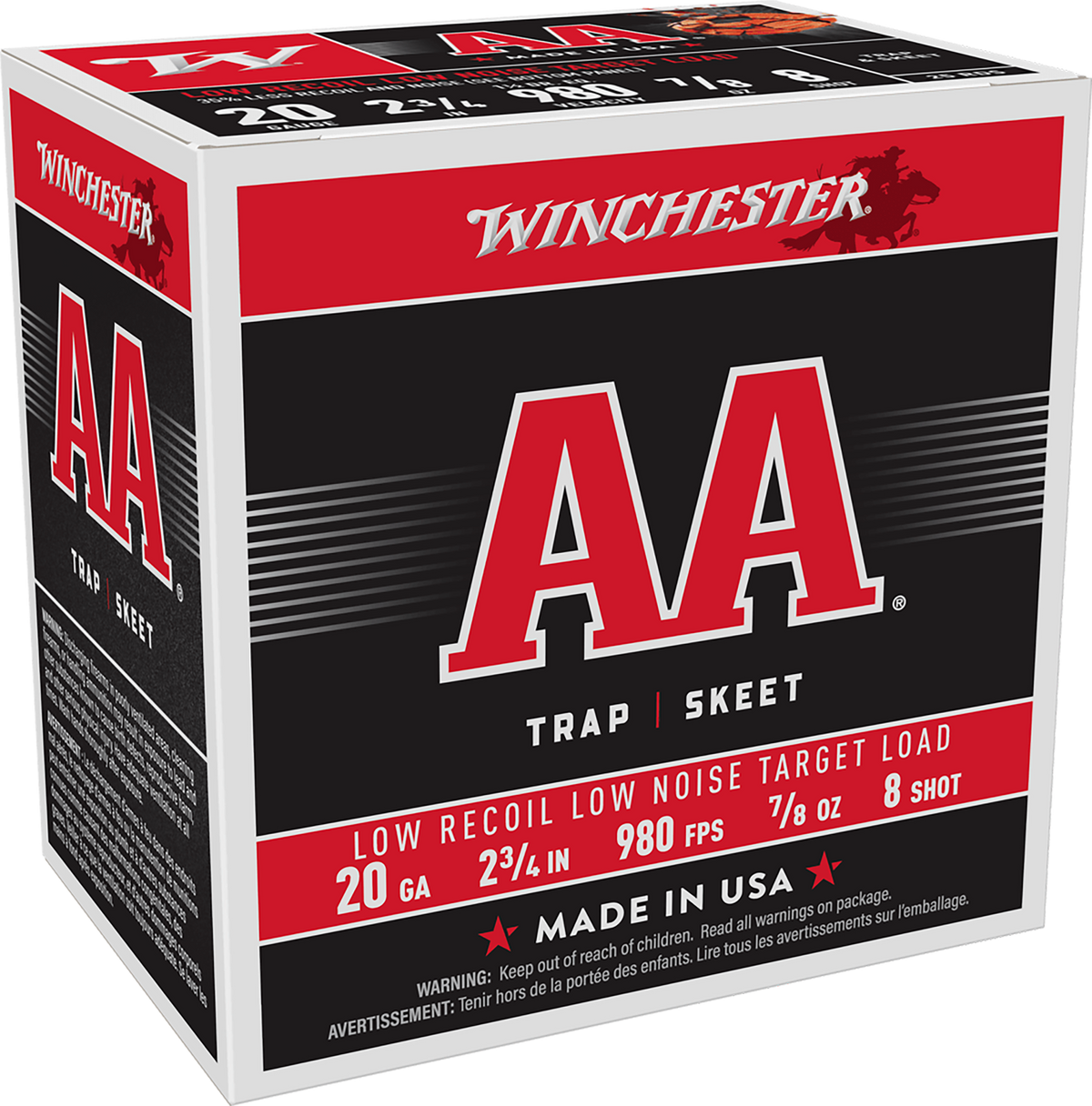 Winchester Ammo AA Low Recoil 20 Gauge 2.75" 7/8 oz #8 Shot 25 Rd - Box or Case