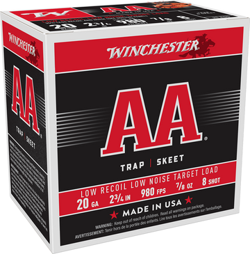 Winchester Ammo AA Low Recoil 20 Gauge 2.75" 7/8 oz #8 Shot 25 Rd - Box or Case