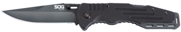 S.O.G Salute 3.62" Folding Clip Point Plain 8Cr13MoV Black G10 Handle