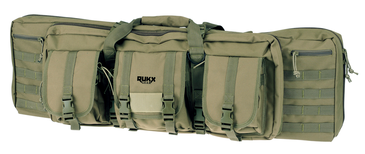 RUKX Gear Tactical Double Gun Case 36" Green 600D Polyester - Holds 2 Rifles