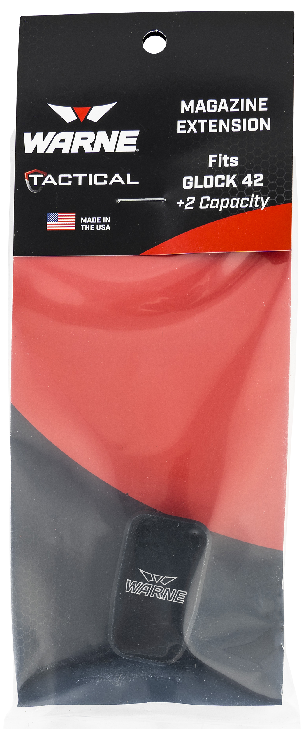 Warne MEG422BLK Magazine Extension for Glock 42 .380 ACP +2 Rd - Black