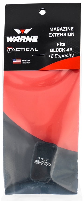 Warne MEG422BLK Magazine Extension for Glock 42 .380 ACP +2 Rd - Black