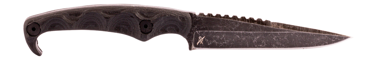 Stroup Knives MK2 4" Fixed Blade Clip Point Plain Edge 1095 Carbon Steel Acid Etched - Black G10 Handle