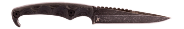 Stroup Knives MK2 4" Fixed Blade Clip Point Plain Edge 1095 Carbon Steel Acid Etched - Black G10 Handle