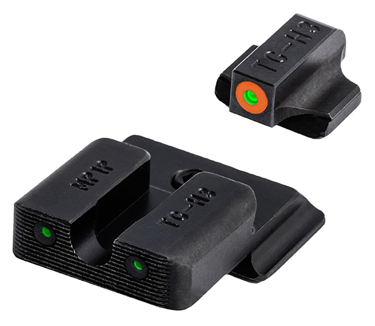 TruGlo Tritium Pro S&W M&P Shield Handgun Night Sight Set - Green Tritium Orange Outline Front / Green Tritium Rear