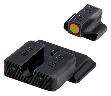 TruGlo Tritium Pro S&W M&P Shield Handgun Night Sight Set - Green Tritium Orange Outline Front / Green Tritium Rear