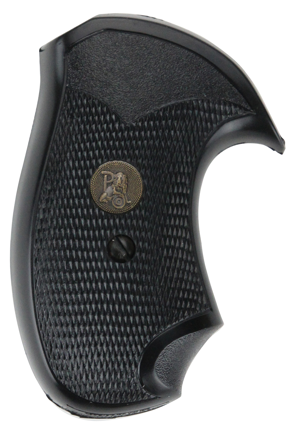 Pachmayr Compact Grip Checkered Black Rubber w/Finger Grooves S&W J Frame Round Butt
