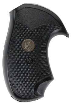 Pachmayr Compact Grip Checkered Black Rubber w/Finger Grooves S&W J Frame Round Butt