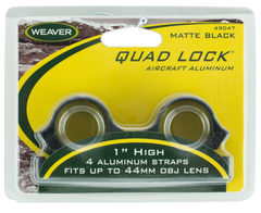 Weaver Mounts Quad Lock Detachable Rings 1" High Matte Black Aluminum - Quick Detach