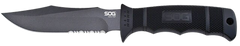 S.O.G Seal Pup 4.75" Fixed Clip Point Part Serrated AUS-8A Powder Coated GRN Handle - Nylon Sheath