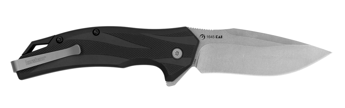 Kershaw Lateral 1645 3.1" Folding Drop Point w/Recurve Plain 8Cr13MoV Stonewashed - Gray GFN