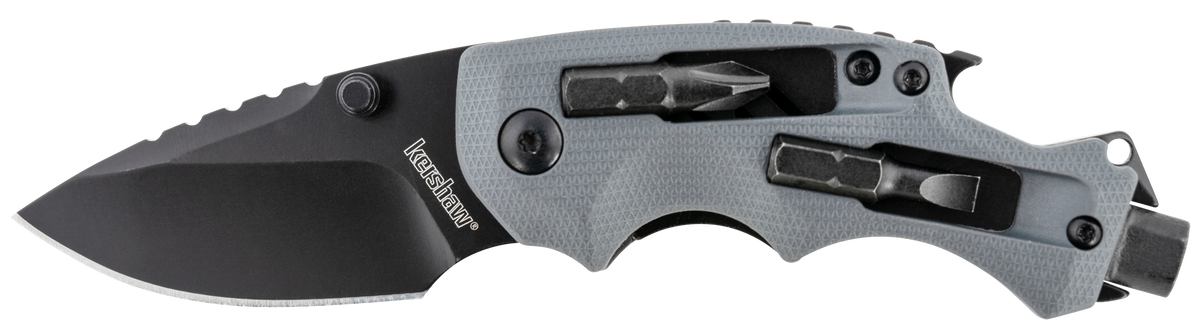 Kershaw Shuffle DIY 2.4" Folding Drop Point Plain 8Cr13MoV SS Knife - Black Oxide Gray GFN
