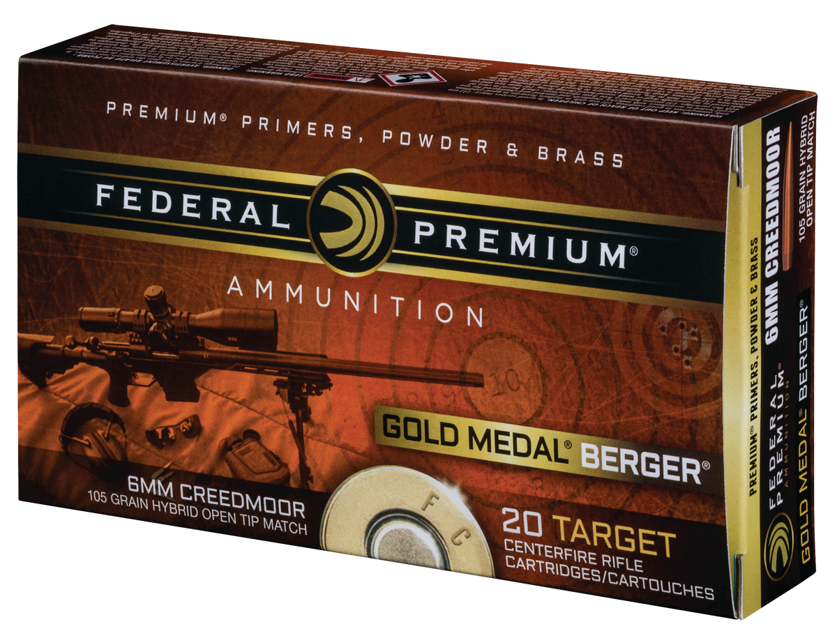 Federal Premium Gold Medal Berger 6mm Creedmoor 105gr Hybrid OTM 20rd - Box or Case
