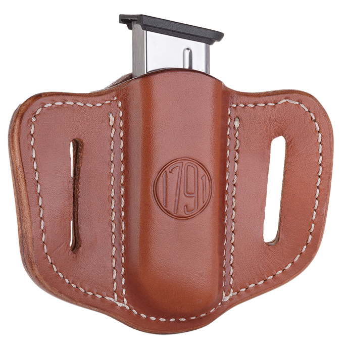 1791 Gunleather MAG1.1 Single Mag Holster Belt Slide Single Stack Ambidextrous - Classic Brown Leather