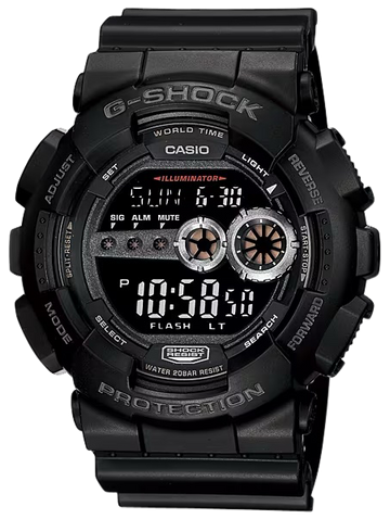 G-Shock GD100-1B Tactical Digital LED Black Stainless Steel Bezel Watch