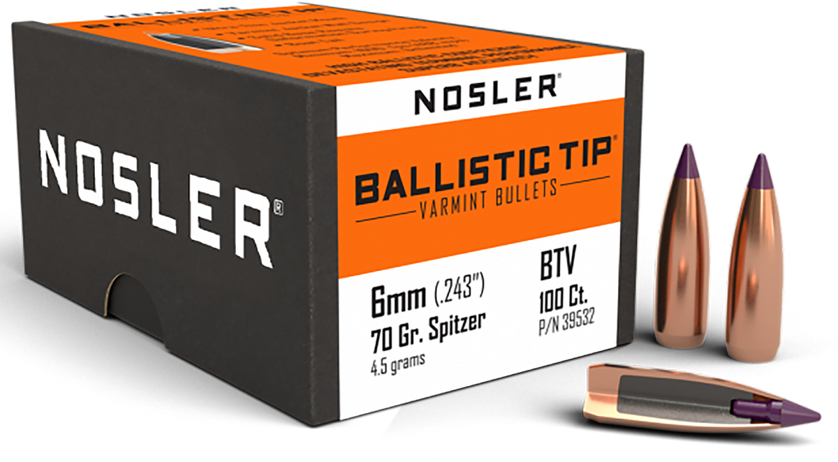 Nosler Ballistic Tip Varmint 6mm 70gr Spitzer Point 100/Box