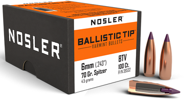 Nosler Ballistic Tip Varmint 6mm 70gr Spitzer Point 100/Box