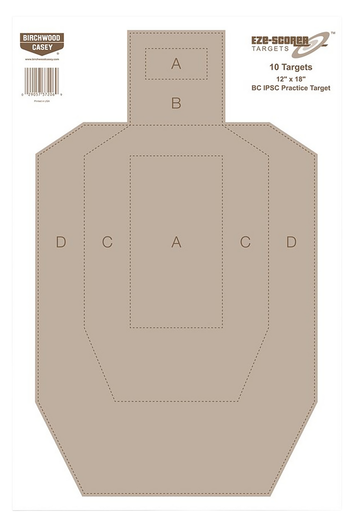 Birchwood Casey EZE-Scorer BC-IPSC 12" x 18" Hanging Paper Target Tan 100-Pack
