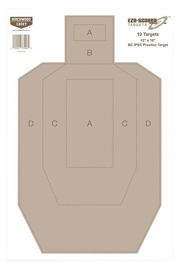 Birchwood Casey EZE-Scorer BC-IPSC 12" x 18" Hanging Paper Target Tan 100-Pack
