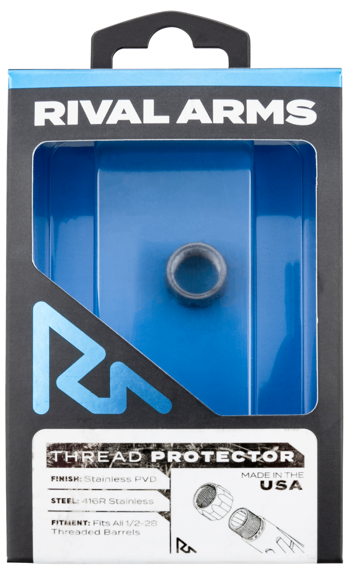 Rival Arms Thread Protector 9mm Luger 1/2x28 Stainless PVD 416R Stainless Steel
