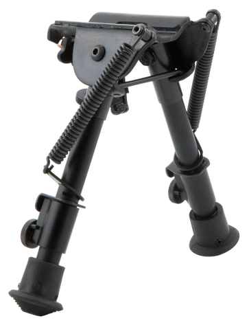 Harris 1A2-BR Bipod Non-Swivel 6-9" Swivel Stud Rubber Feet - Black Steel/Aluminum