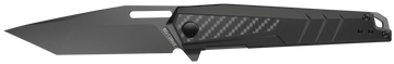Real Avid RAV-6 3.4" Folding Tanto Plain 8Cr13MoV Spring Assist Knife - Black Aluminum/Carbon Fiber Handle
