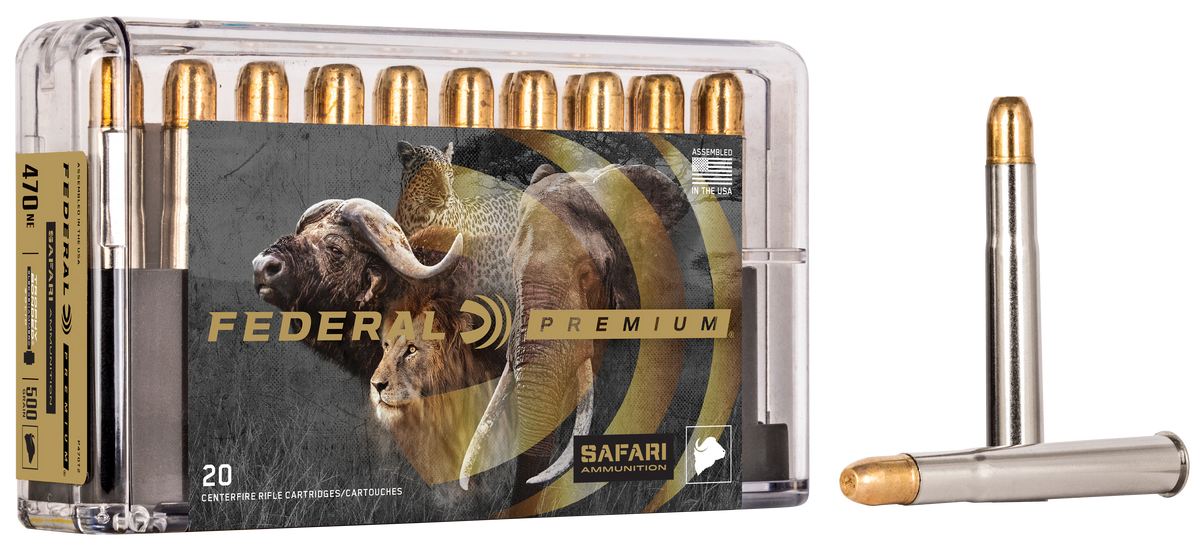Federal P470T2 Premium Safari Cape-Shok 470NitroExpress 500gr Trophy Bonded Sledgehammer Solid 20 Per Box/10 Case