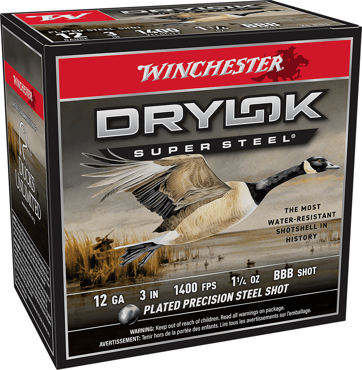 Winchester Ammo Drylok Super Steel Magnum 12 Gauge 3" 1-1/4 oz BBB Shot 25 Rd - Box or Case