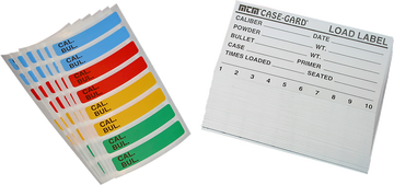 MTM Case-Gard LL1 Universal Reloading Labels 4" x 2-1/8" 50 Load Labels & 48 Color Coded
